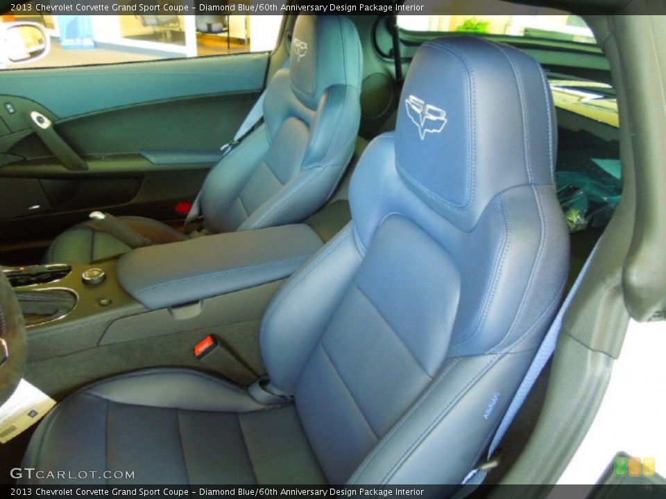 Diamond Blue/60th Anniversary Design Package Interior Front Seat for the 2013 Chevrolet Corvette Grand Sport Coupe #67001797