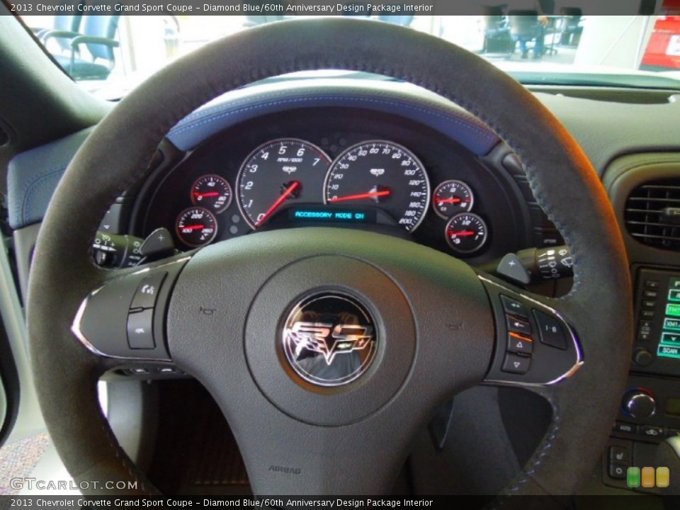 Diamond Blue/60th Anniversary Design Package Interior Steering Wheel for the 2013 Chevrolet Corvette Grand Sport Coupe #67001827