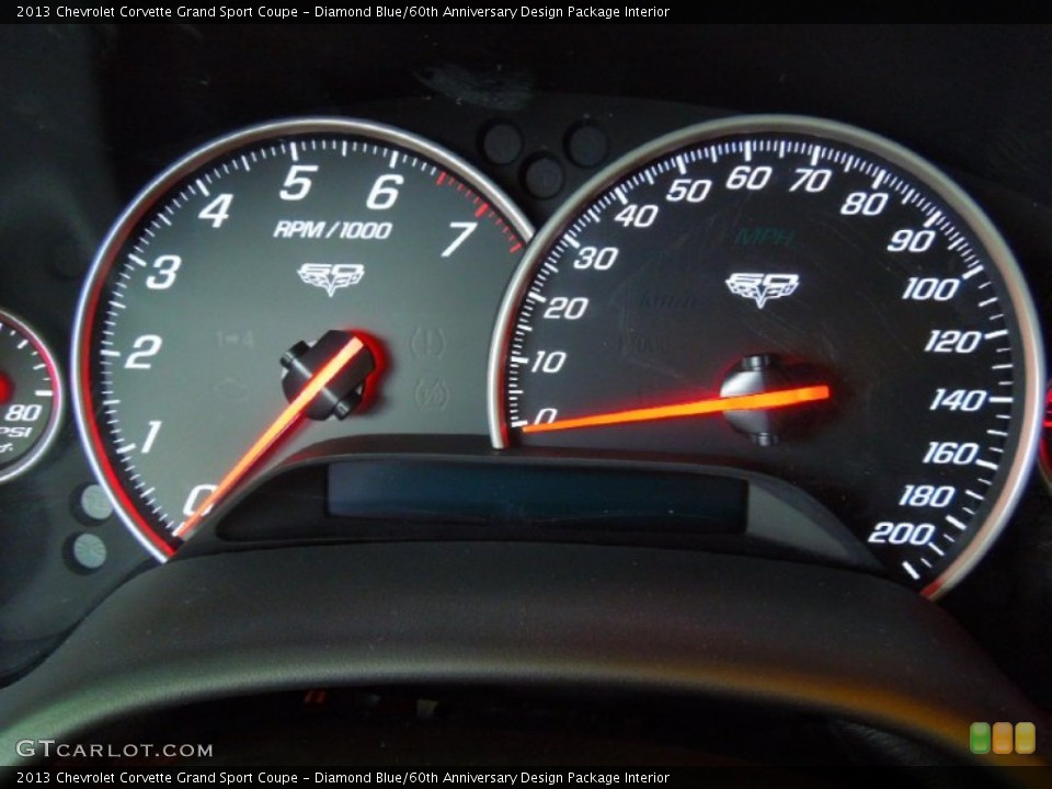 Diamond Blue/60th Anniversary Design Package Interior Gauges for the 2013 Chevrolet Corvette Grand Sport Coupe #67001833