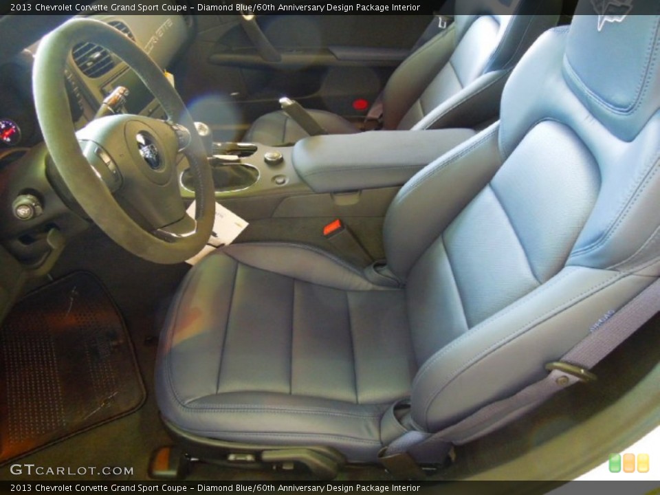 Diamond Blue/60th Anniversary Design Package Interior Front Seat for the 2013 Chevrolet Corvette Grand Sport Coupe #67001983