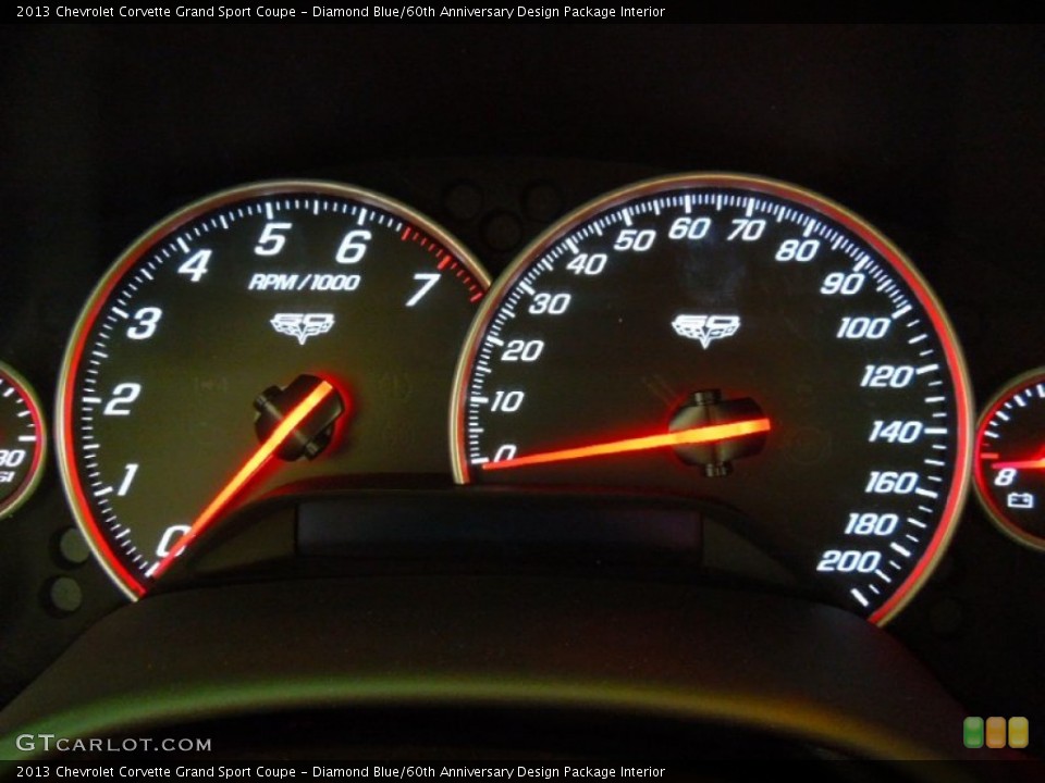Diamond Blue/60th Anniversary Design Package Interior Gauges for the 2013 Chevrolet Corvette Grand Sport Coupe #67002051