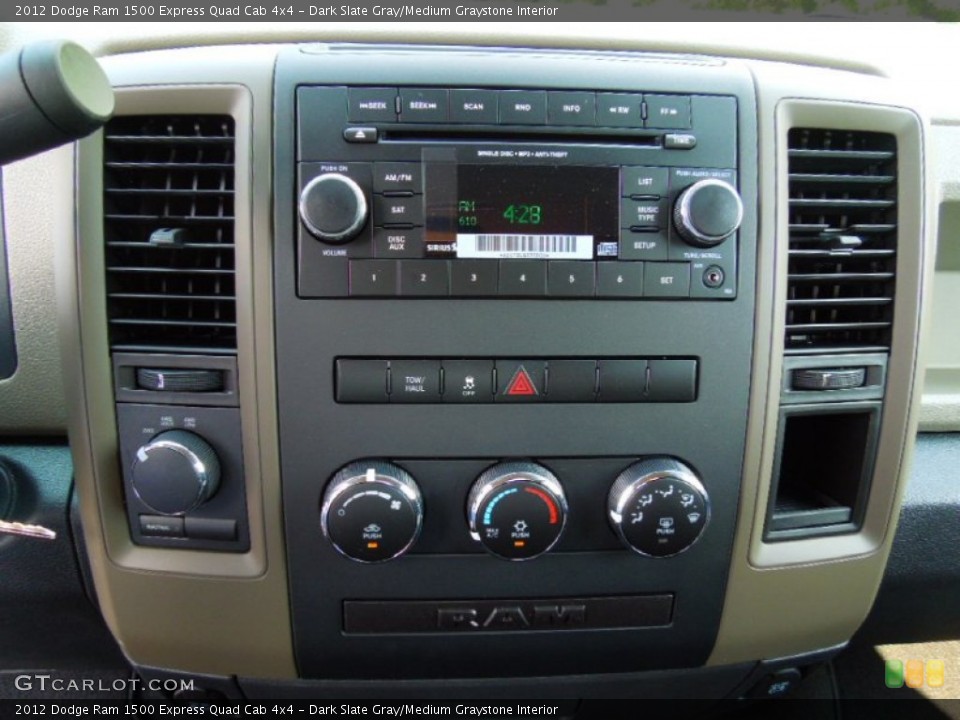 Dark Slate Gray/Medium Graystone Interior Controls for the 2012 Dodge Ram 1500 Express Quad Cab 4x4 #67003735