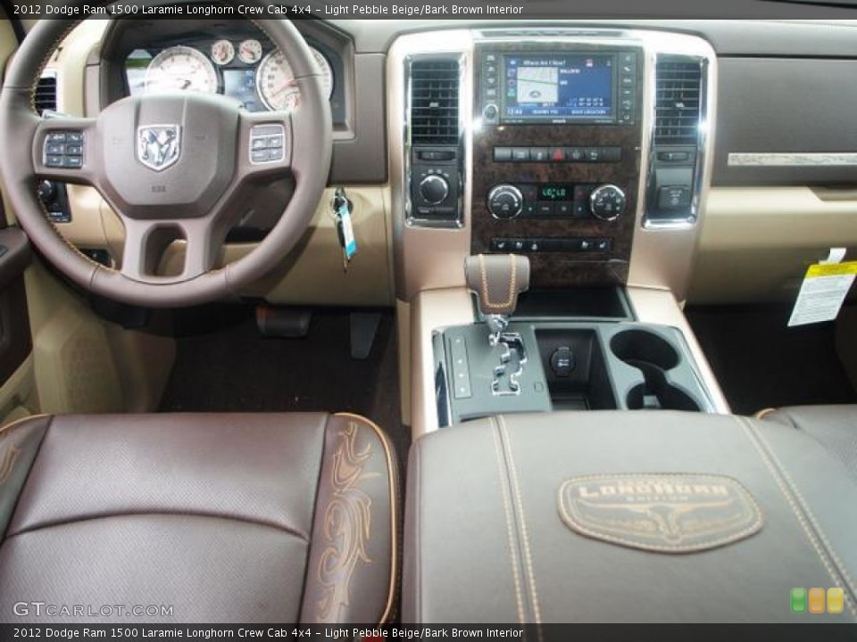 Light Pebble Beige/Bark Brown Interior Dashboard for the 2012 Dodge Ram 1500 Laramie Longhorn Crew Cab 4x4 #67039137