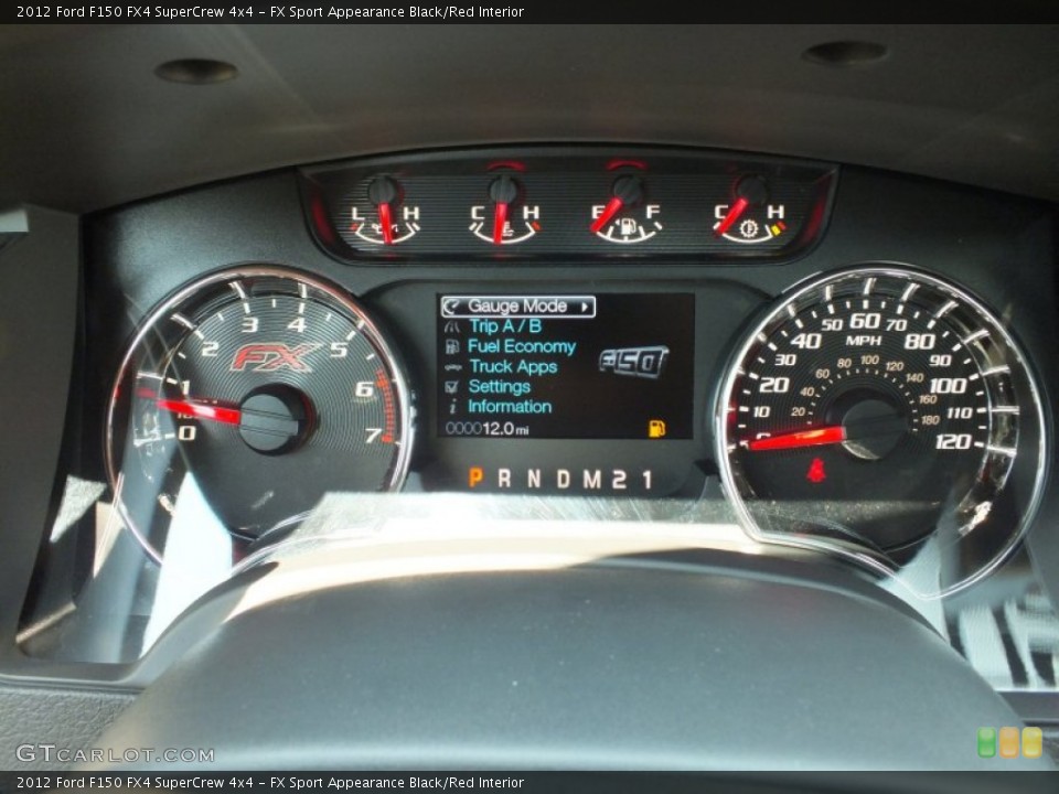 FX Sport Appearance Black/Red Interior Gauges for the 2012 Ford F150 FX4 SuperCrew 4x4 #67107651