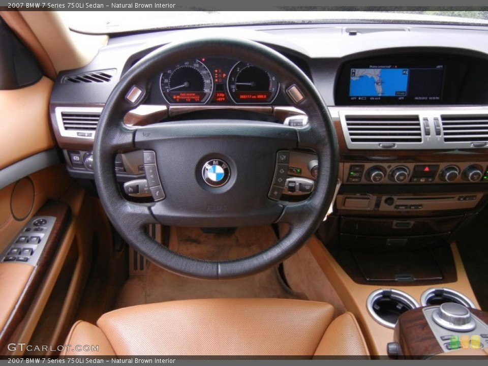 Natural Brown Interior Steering Wheel for the 2007 BMW 7 Series 750Li Sedan #67121993