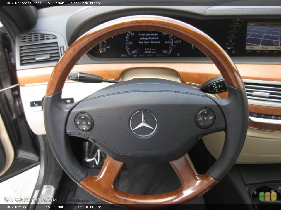 Beige/Black Interior Steering Wheel for the 2007 Mercedes-Benz S 550 Sedan #67156321