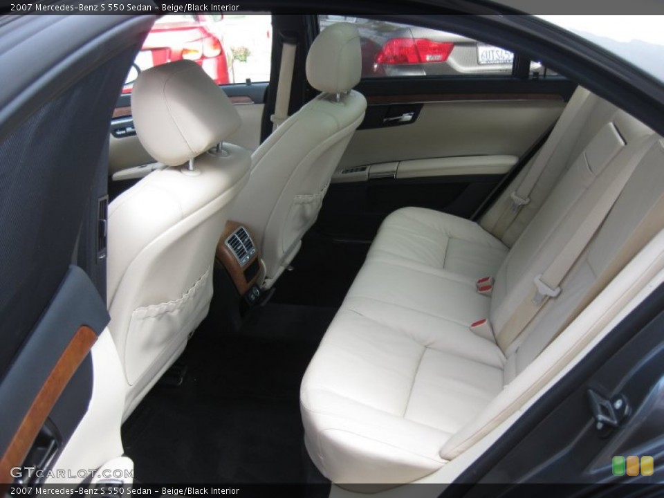 Beige/Black Interior Rear Seat for the 2007 Mercedes-Benz S 550 Sedan #67156388