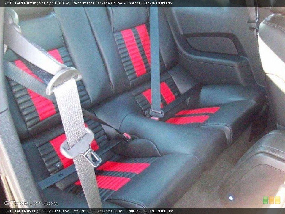Charcoal Black/Red Interior Rear Seat for the 2011 Ford Mustang Shelby GT500 SVT Performance Package Coupe #67156424
