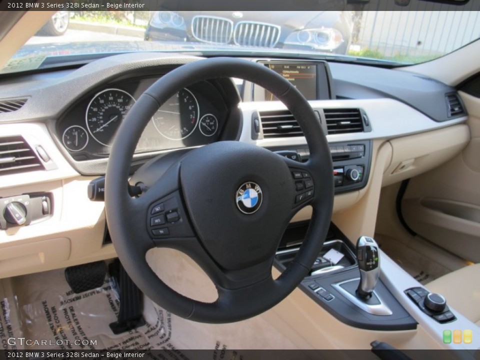 Beige Interior Steering Wheel for the 2012 BMW 3 Series 328i Sedan #67163678