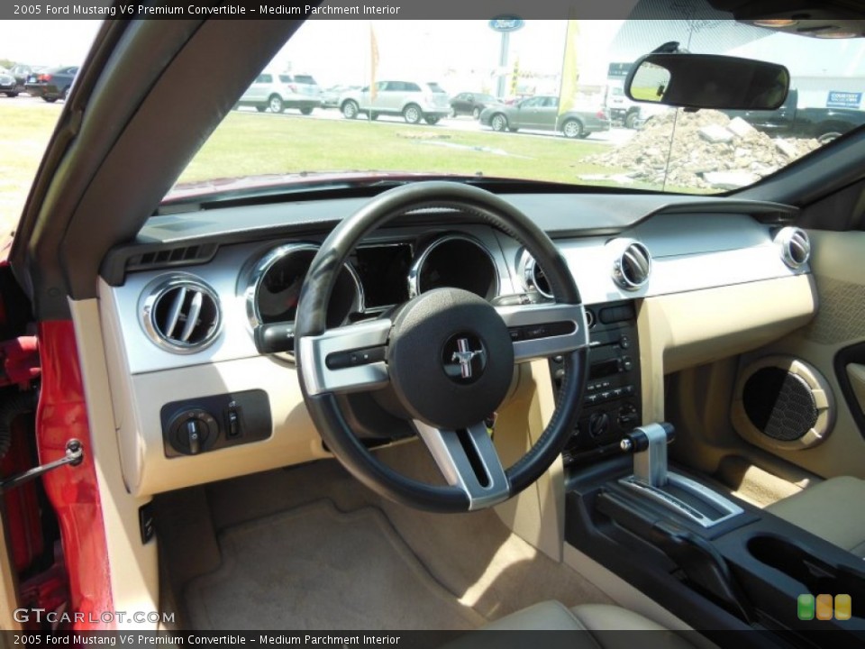 Medium Parchment Interior Dashboard for the 2005 Ford Mustang V6 Premium Convertible #67174384