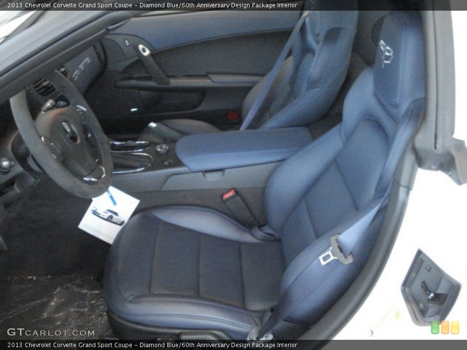 Diamond Blue/60th Anniversary Design Package Interior Front Seat for the 2013 Chevrolet Corvette Grand Sport Coupe #67208778
