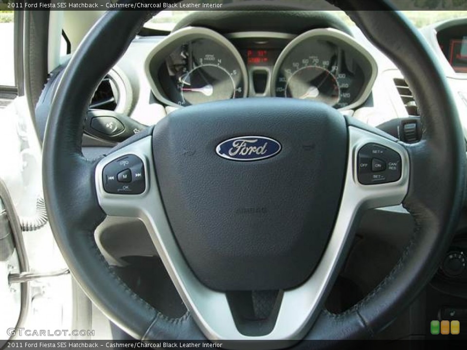 Cashmere/Charcoal Black Leather Interior Steering Wheel for the 2011 Ford Fiesta SES Hatchback #67235028