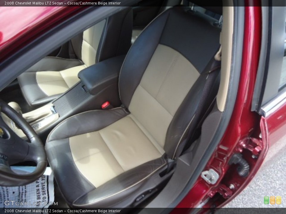 Cocoa/Cashmere Beige Interior Front Seat for the 2008 Chevrolet Malibu LTZ Sedan #67249333