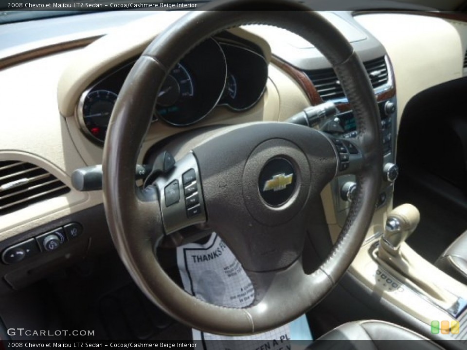 Cocoa/Cashmere Beige Interior Steering Wheel for the 2008 Chevrolet Malibu LTZ Sedan #67249344