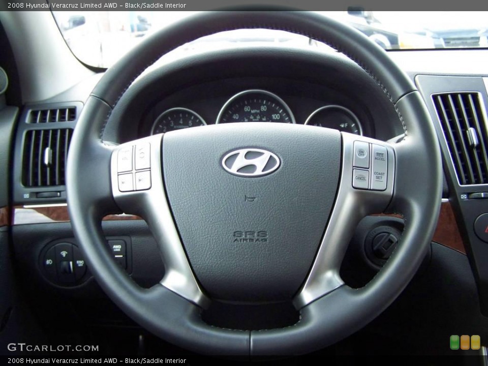Black/Saddle Interior Steering Wheel for the 2008 Hyundai Veracruz Limited AWD #6726614