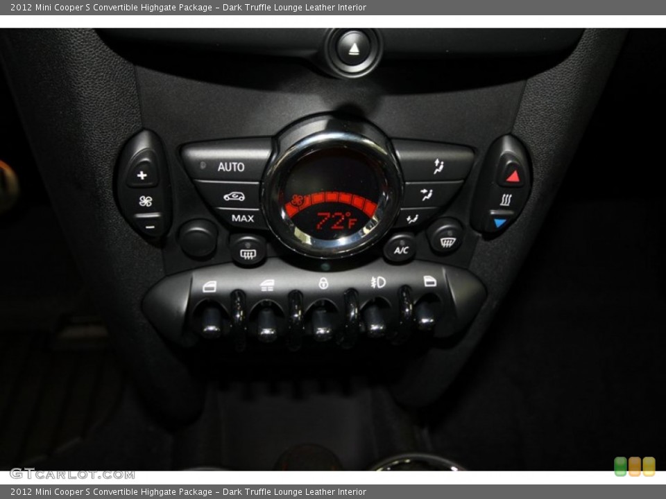 Dark Truffle Lounge Leather Interior Controls for the 2012 Mini Cooper S Convertible Highgate Package #67293659