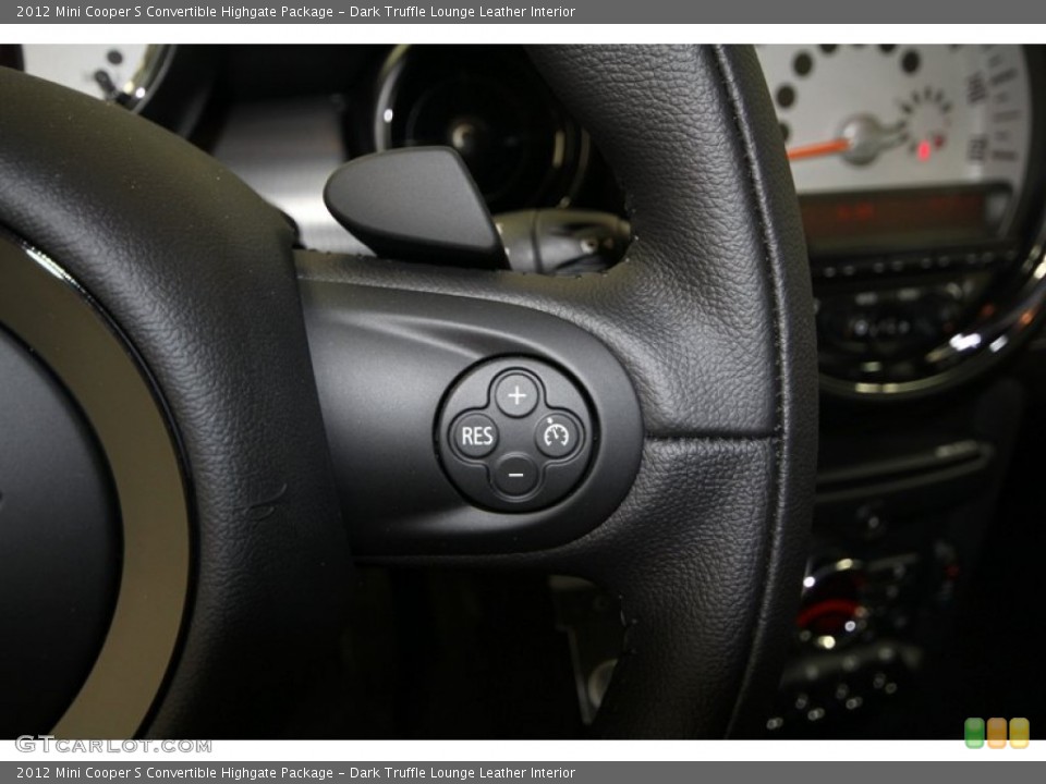 Dark Truffle Lounge Leather Interior Controls for the 2012 Mini Cooper S Convertible Highgate Package #67293704