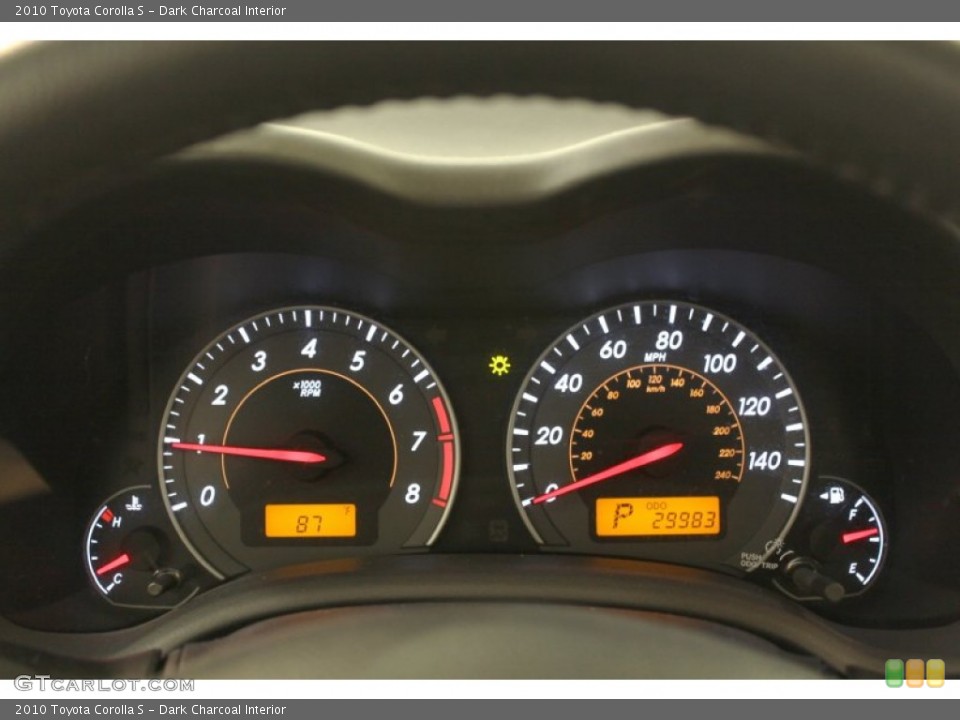Dark Charcoal Interior Gauges for the 2010 Toyota Corolla S #67341407