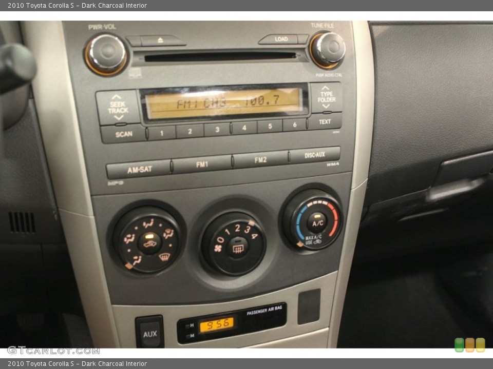 Dark Charcoal Interior Controls for the 2010 Toyota Corolla S #67341413