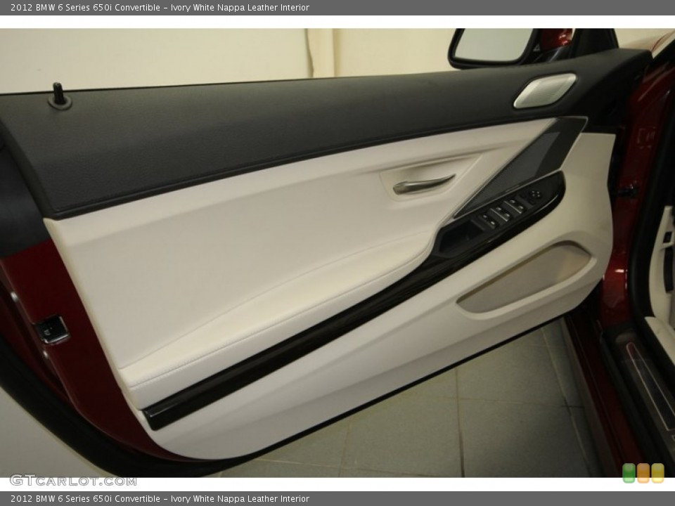 Ivory White Nappa Leather Interior Door Panel for the 2012 BMW 6 Series 650i Convertible #67352555