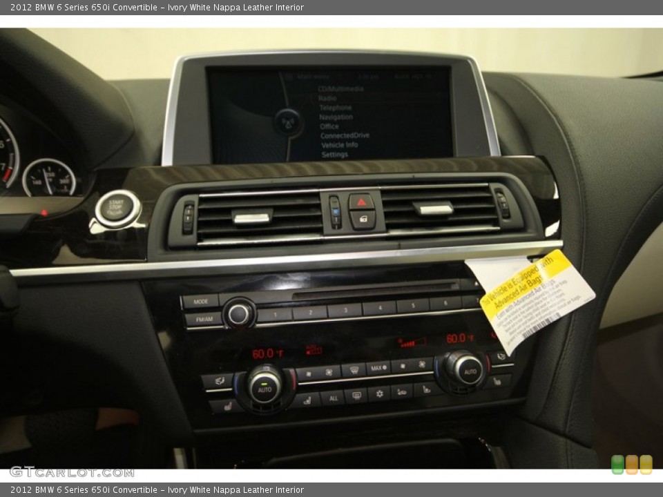 Ivory White Nappa Leather Interior Controls for the 2012 BMW 6 Series 650i Convertible #67352583