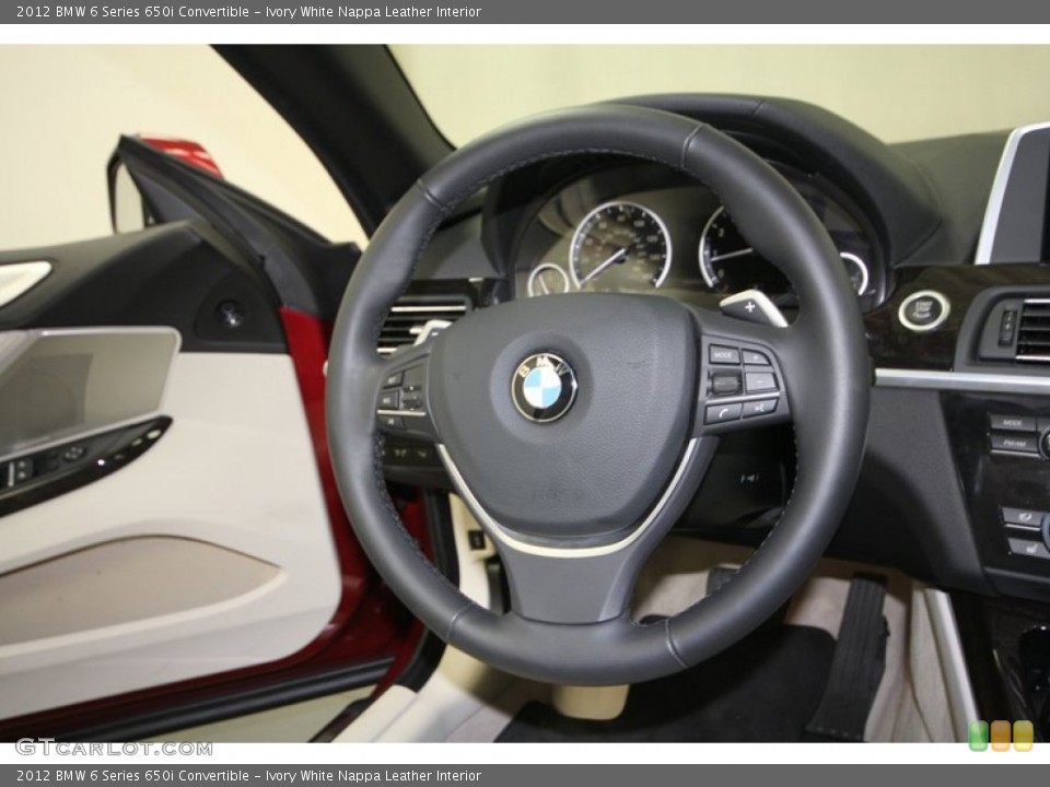 Ivory White Nappa Leather Interior Steering Wheel for the 2012 BMW 6 Series 650i Convertible #67352680