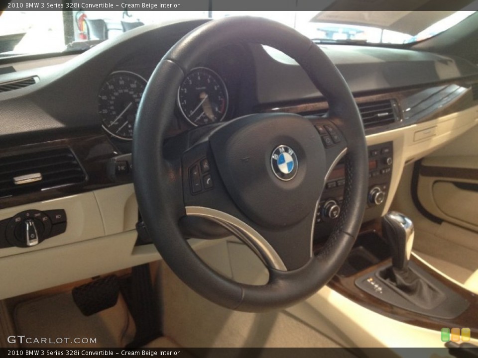 Cream Beige Interior Steering Wheel for the 2010 BMW 3 Series 328i Convertible #67356038