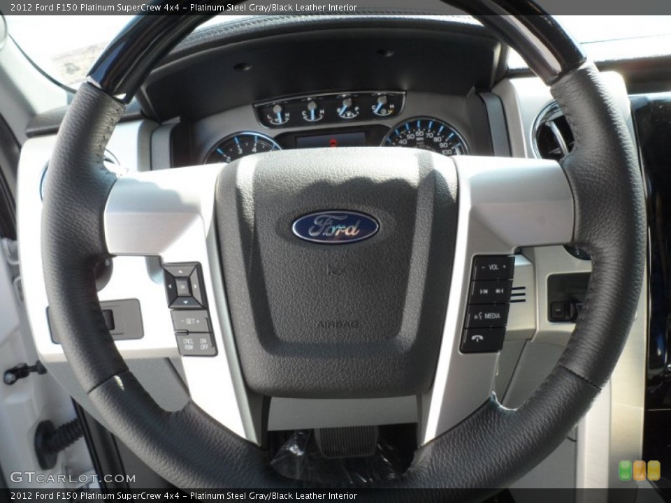 Platinum Steel Gray/Black Leather Interior Steering Wheel for the 2012 Ford F150 Platinum SuperCrew 4x4 #67370921