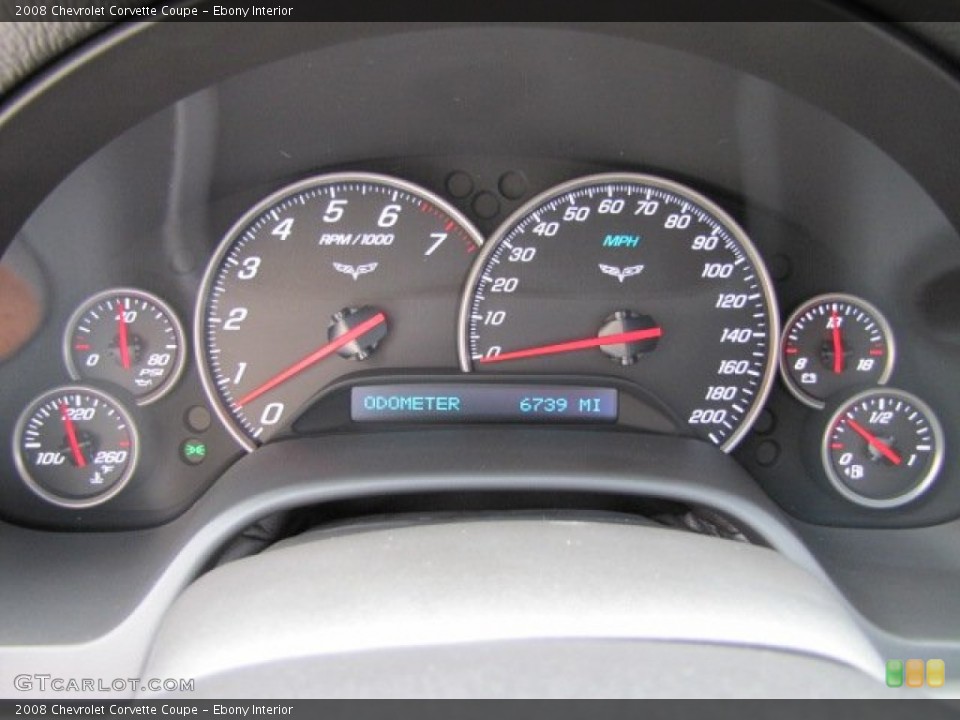 Ebony Interior Gauges for the 2008 Chevrolet Corvette Coupe #67393376