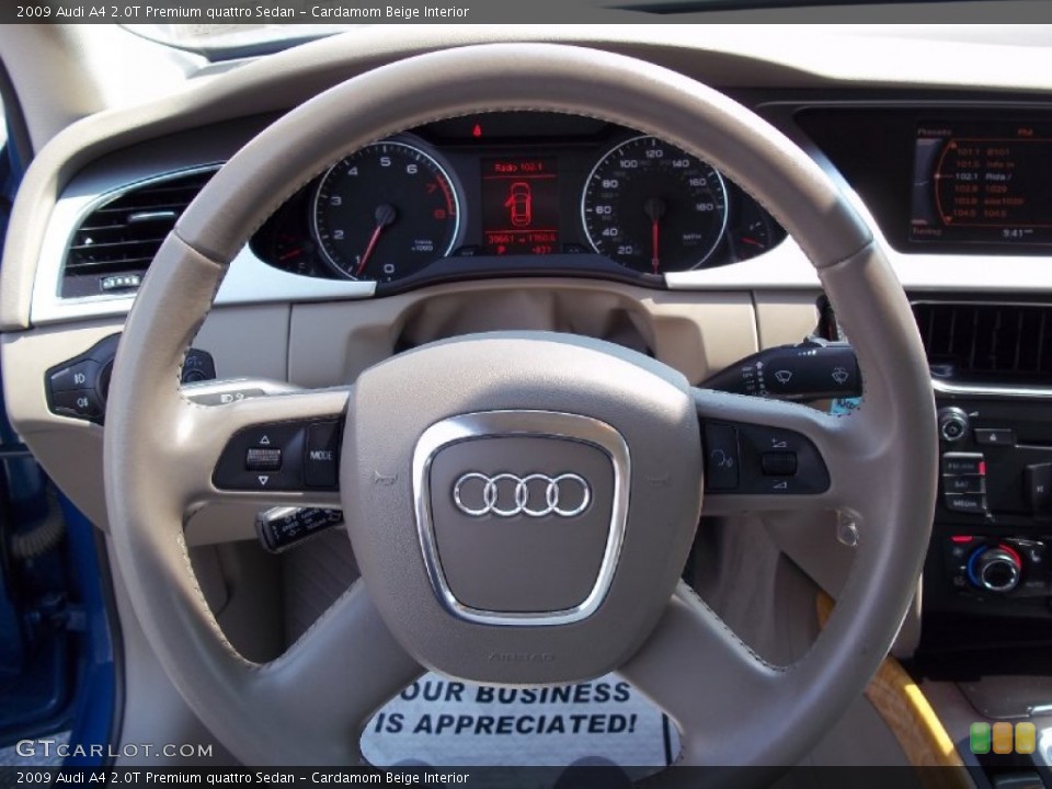 Cardamom Beige Interior Steering Wheel for the 2009 Audi A4 2.0T Premium quattro Sedan #67418373
