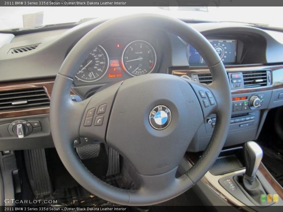 Oyster/Black Dakota Leather Interior Steering Wheel for the 2011 BMW 3 Series 335d Sedan #67425108