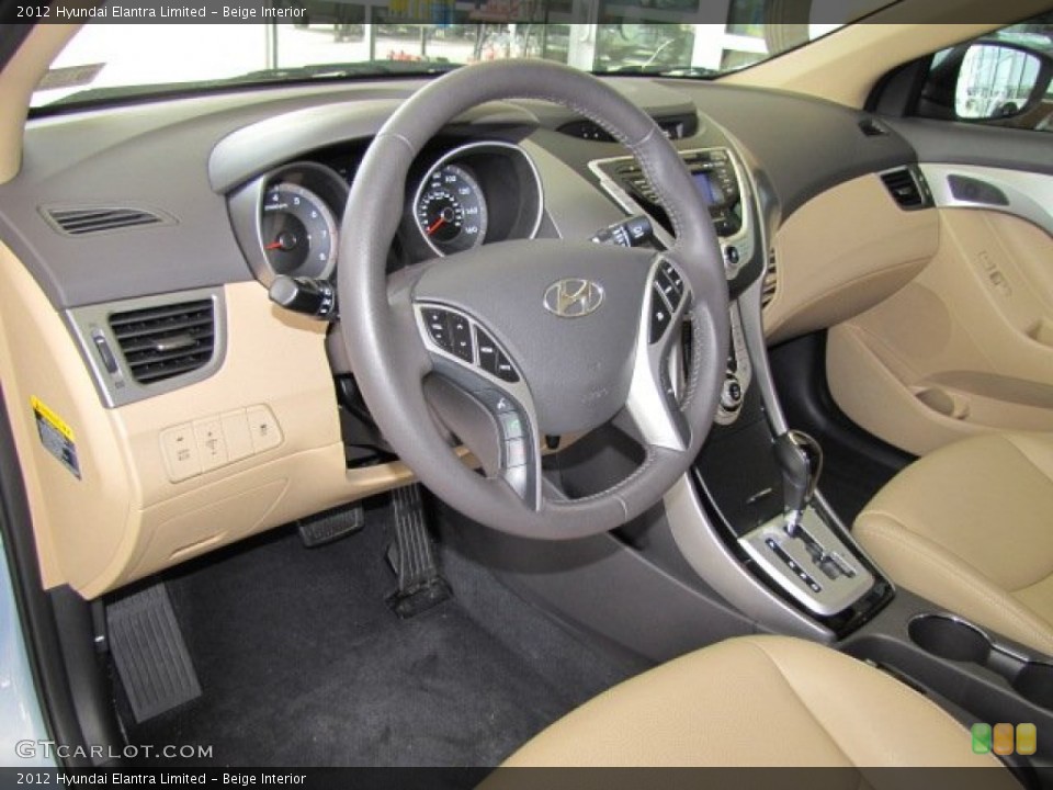 Beige Interior Steering Wheel for the 2012 Hyundai Elantra Limited #67468762