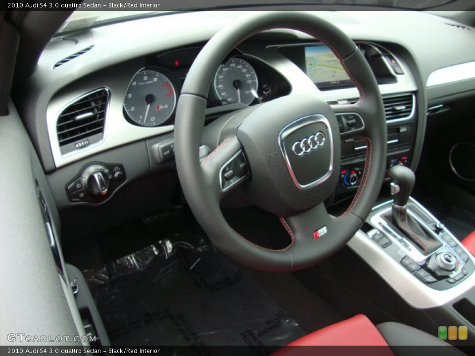Black/Red Interior Steering Wheel for the 2010 Audi S4 3.0 quattro Sedan #67481509