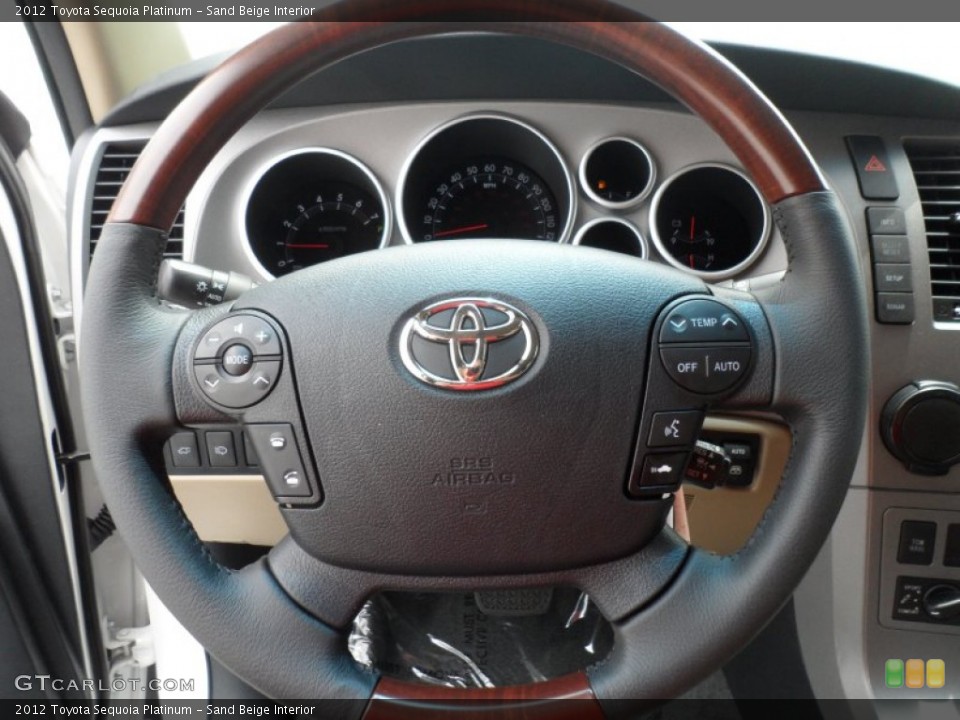 Sand Beige Interior Steering Wheel for the 2012 Toyota Sequoia Platinum #67540898