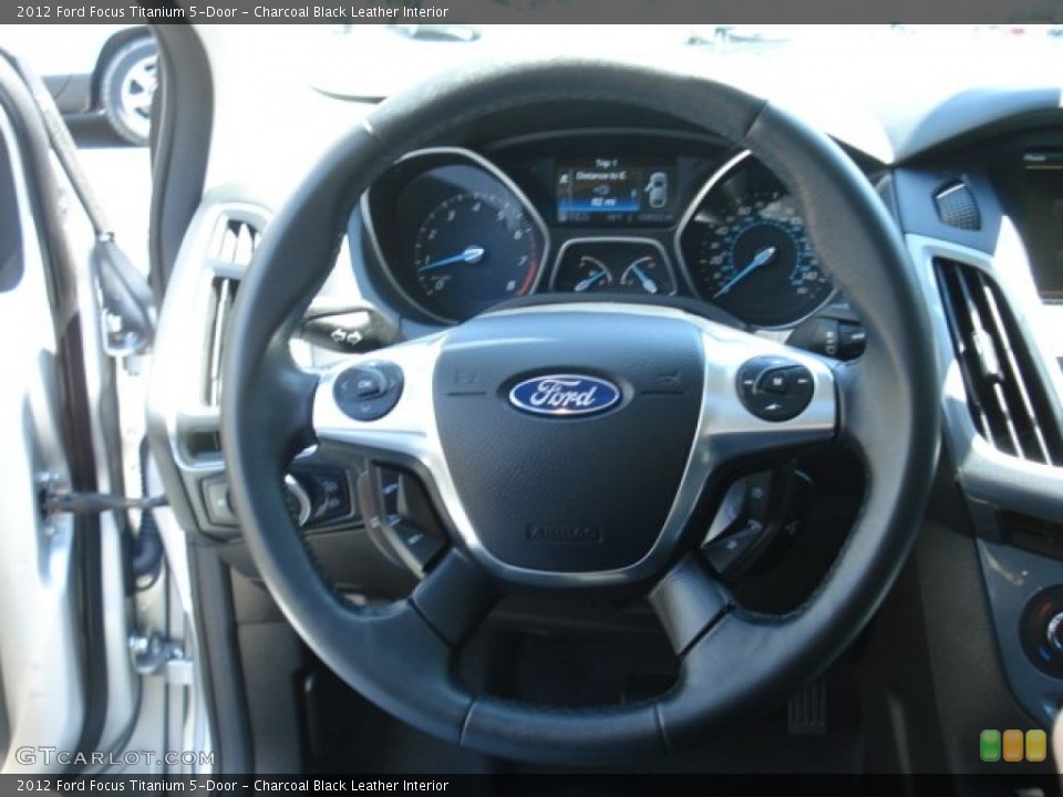 Charcoal Black Leather Interior Steering Wheel for the 2012 Ford Focus Titanium 5-Door #67549272