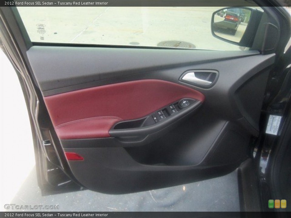 Tuscany Red Leather Interior Door Panel for the 2012 Ford Focus SEL Sedan #67609491