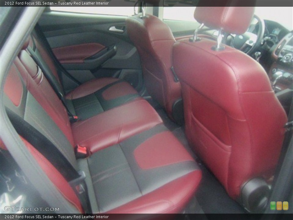 Tuscany Red Leather Interior Rear Seat for the 2012 Ford Focus SEL Sedan #67609509