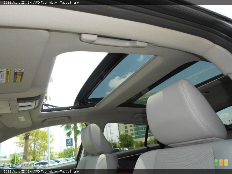 Taupe Interior Sunroof for the 2012 Acura ZDX SH-AWD Technology #67618773