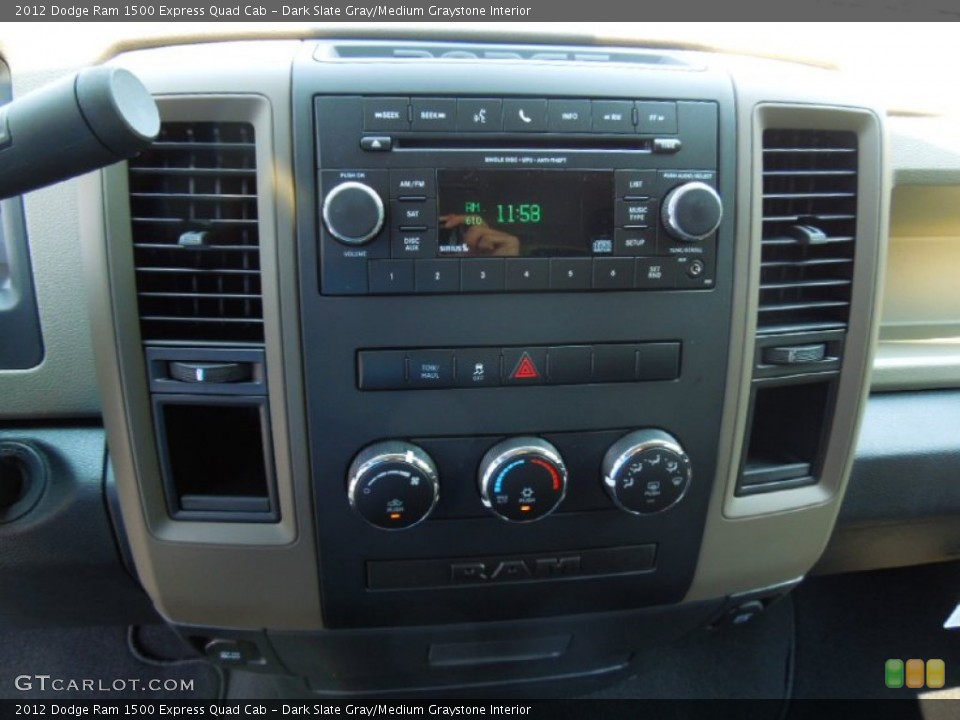 Dark Slate Gray/Medium Graystone Interior Controls for the 2012 Dodge Ram 1500 Express Quad Cab #67635333