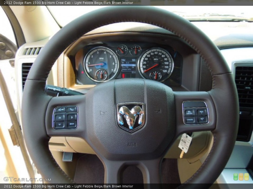 Light Pebble Beige/Bark Brown Interior Steering Wheel for the 2012 Dodge Ram 1500 Big Horn Crew Cab #67635522