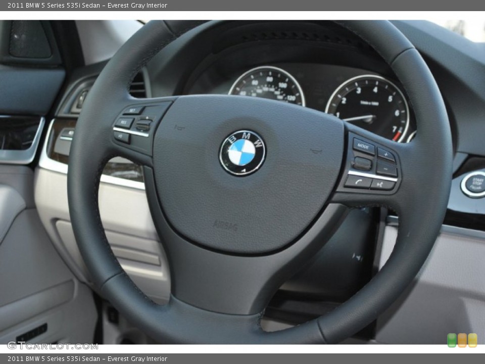 Everest Gray Interior Steering Wheel for the 2011 BMW 5 Series 535i Sedan #67654357
