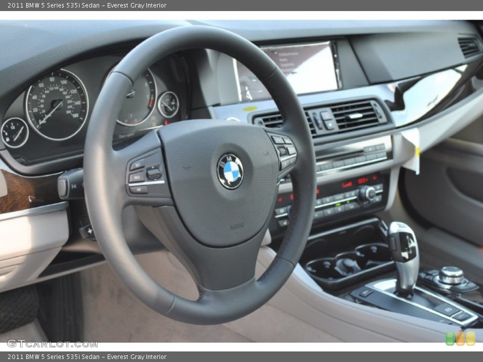Everest Gray Interior Steering Wheel for the 2011 BMW 5 Series 535i Sedan #67654363