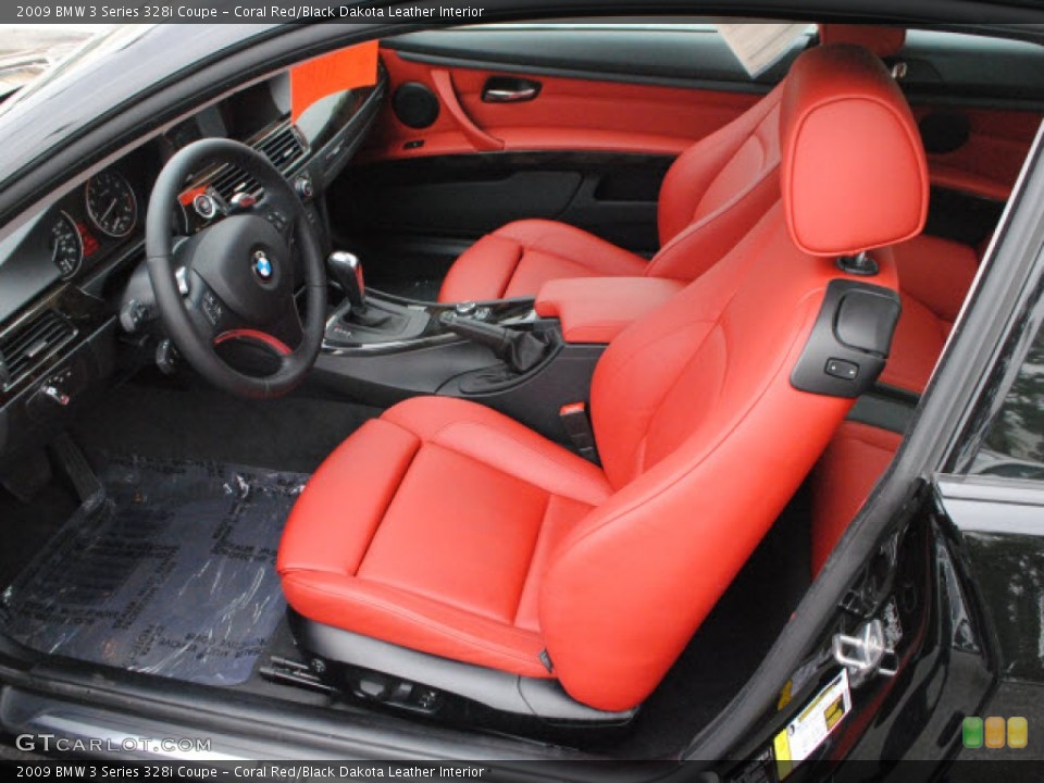 Coral Red/Black Dakota Leather Interior Front Seat for the 2009 BMW 3 Series 328i Coupe #67681012