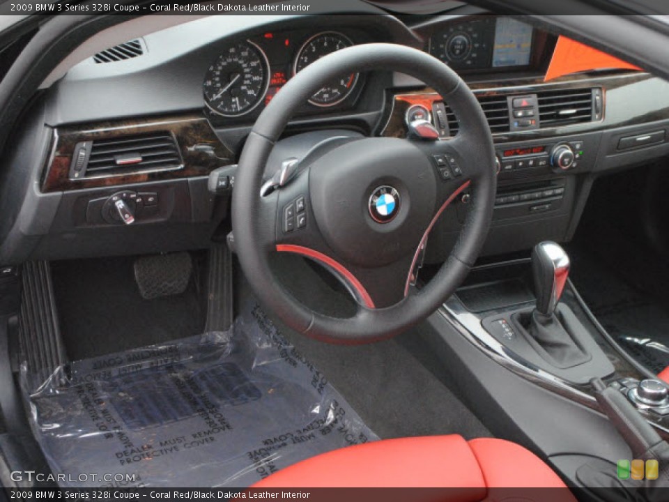 Coral Red/Black Dakota Leather Interior Dashboard for the 2009 BMW 3 Series 328i Coupe #67681021