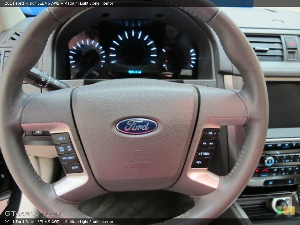Medium Light Stone Interior Steering Wheel for the 2011 Ford Fusion SEL V6 AWD #67681156