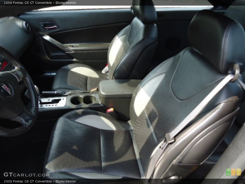 Ebony Interior Front Seat for the 2009 Pontiac G6 GT Convertible #67741577
