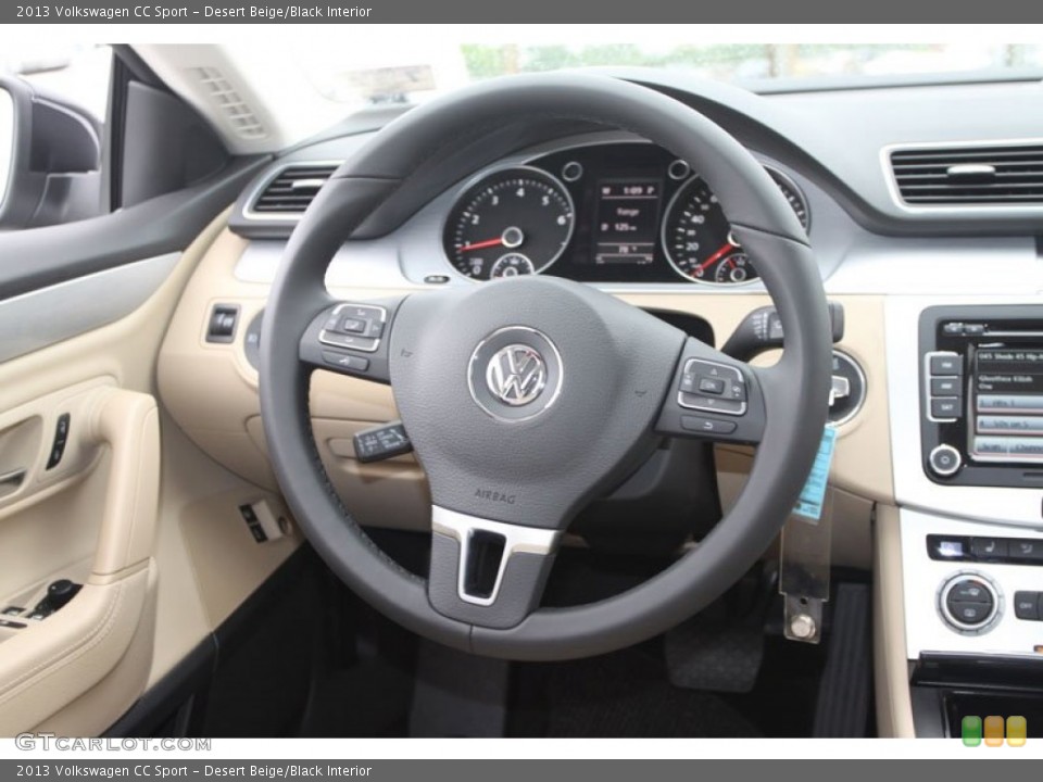 Desert Beige/Black Interior Steering Wheel for the 2013 Volkswagen CC Sport #67765358