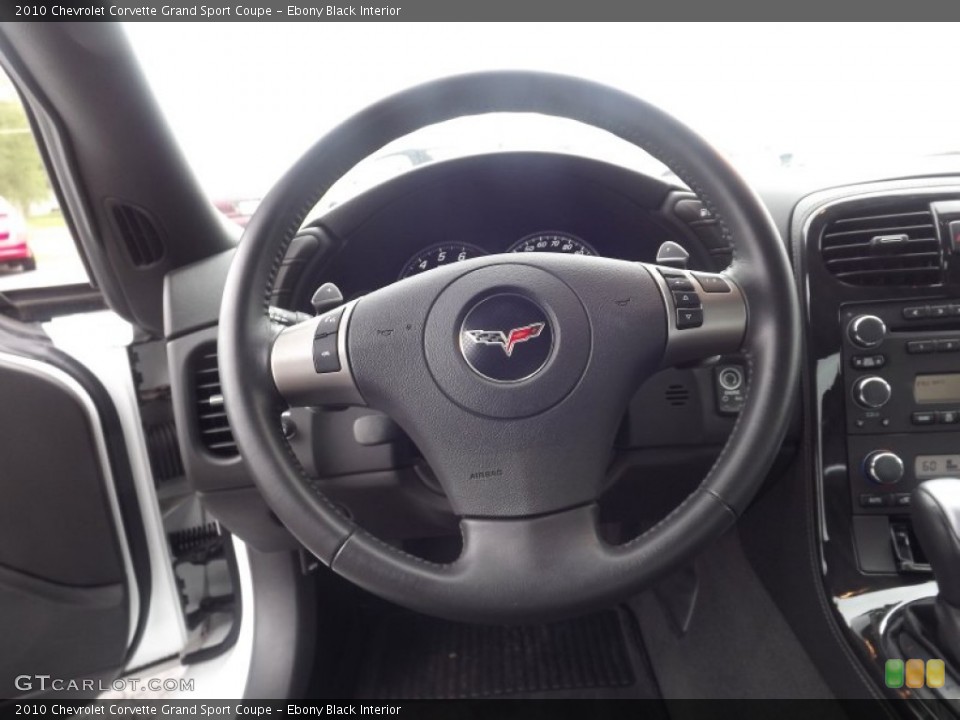 Ebony Black Interior Steering Wheel for the 2010 Chevrolet Corvette Grand Sport Coupe #67776420