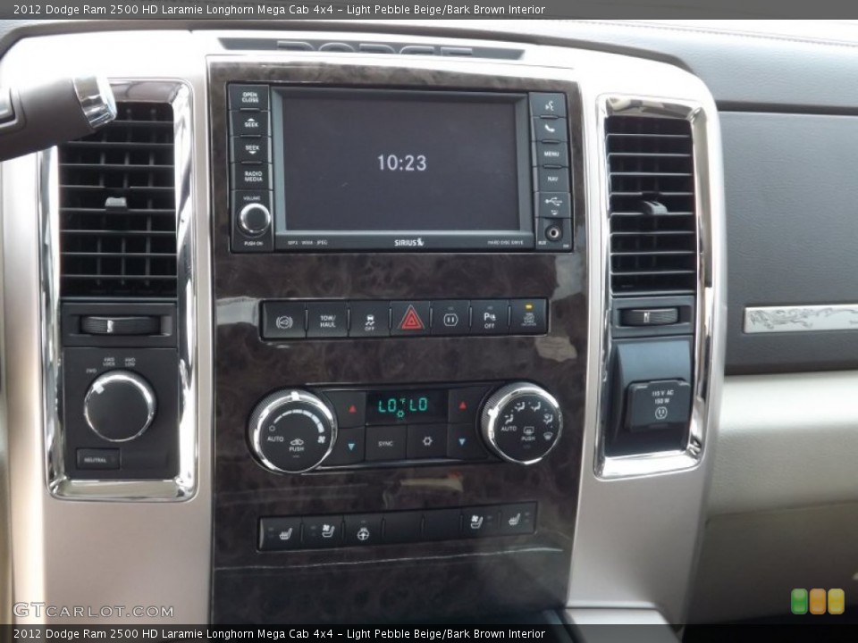 Light Pebble Beige/Bark Brown Interior Controls for the 2012 Dodge Ram 2500 HD Laramie Longhorn Mega Cab 4x4 #67779609