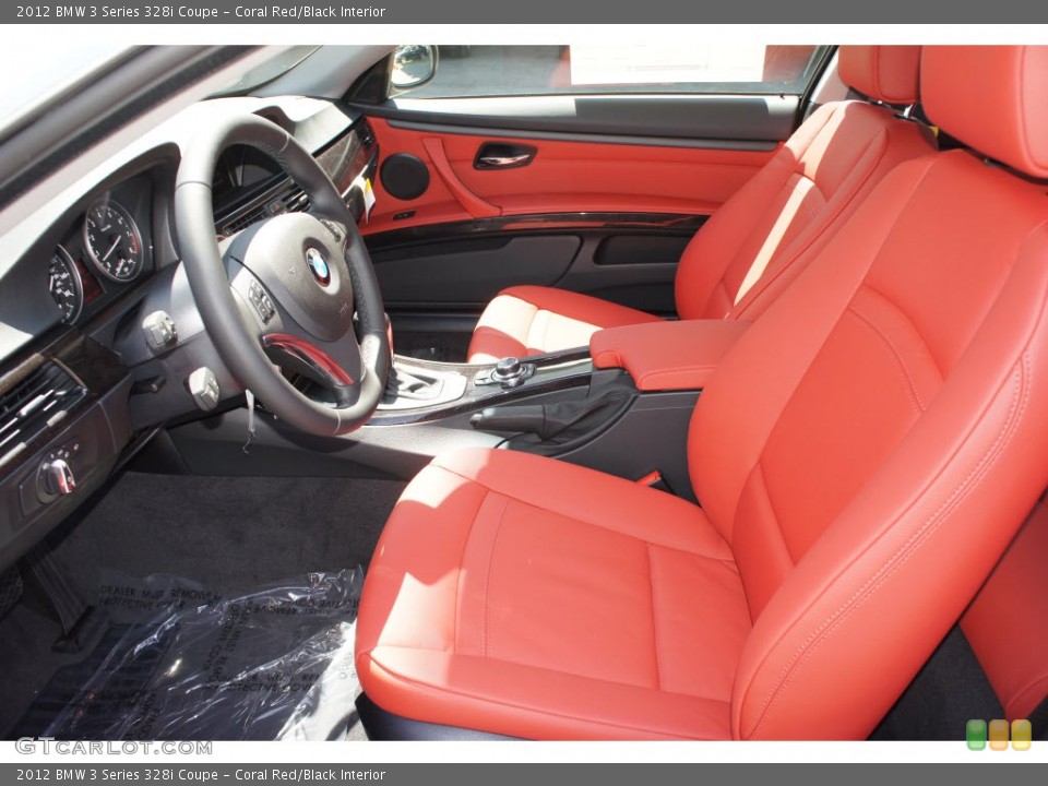 Coral Red/Black Interior Front Seat for the 2012 BMW 3 Series 328i Coupe #67803357